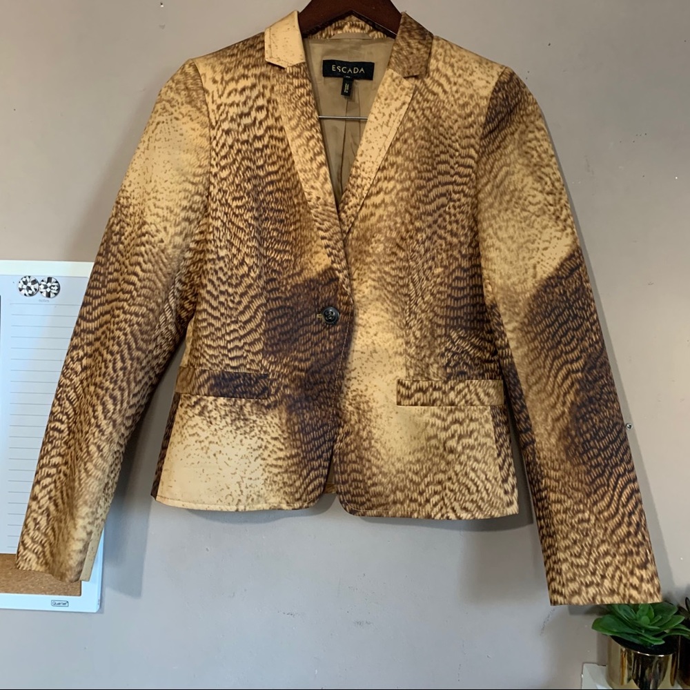 Escada One Button Blazer Jacket Silk Blend 36 - Picture 1 of 7